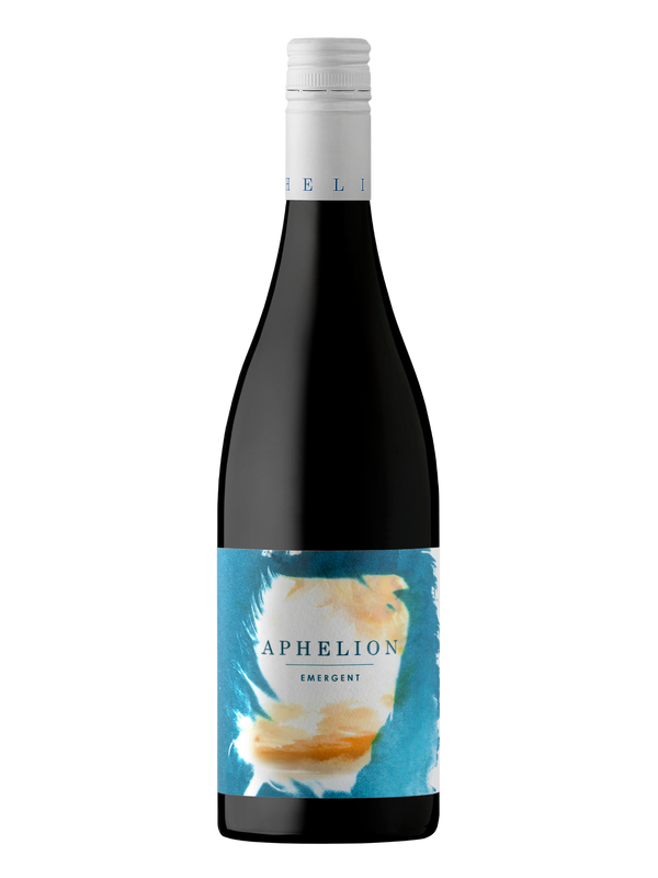 Bottle of Aphelion Emergent Mataro with a blue and orange label