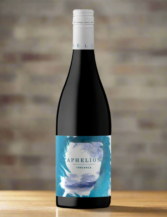 Bottle of Aphelion Tendance Shiraz with blue and navy label