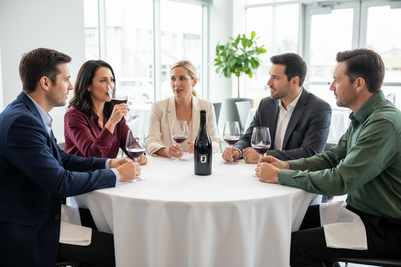Bottle of Aphelion Rapture Mataro Grenache Shiraz with black and white label and black wax over cork