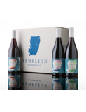Aphelion wine carton with three Aphelion wine bottles in front of it