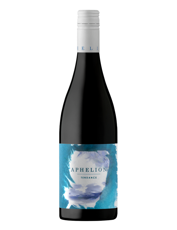 Bottle of Aphelion Tendance Shiraz with blue and navy label